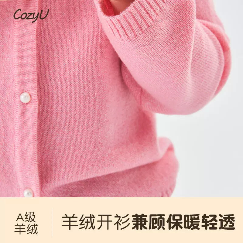 Blossom Cashmere Cardigan with Pearl Accents